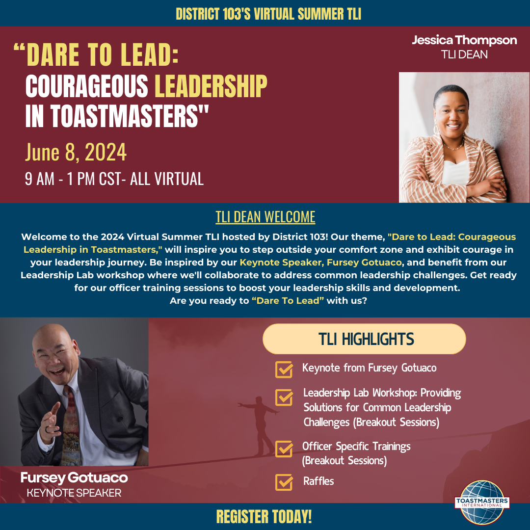 2024 Summer Toastmasters Leadership Institute (TLI) – June 8, 2024 ...